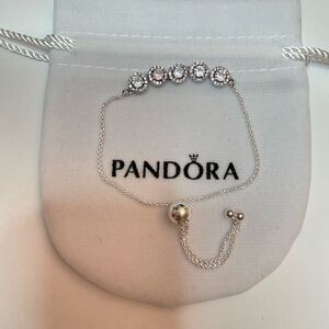 Pandora Sterling Silver Round Sparkle Sliding Bolo Bracelet